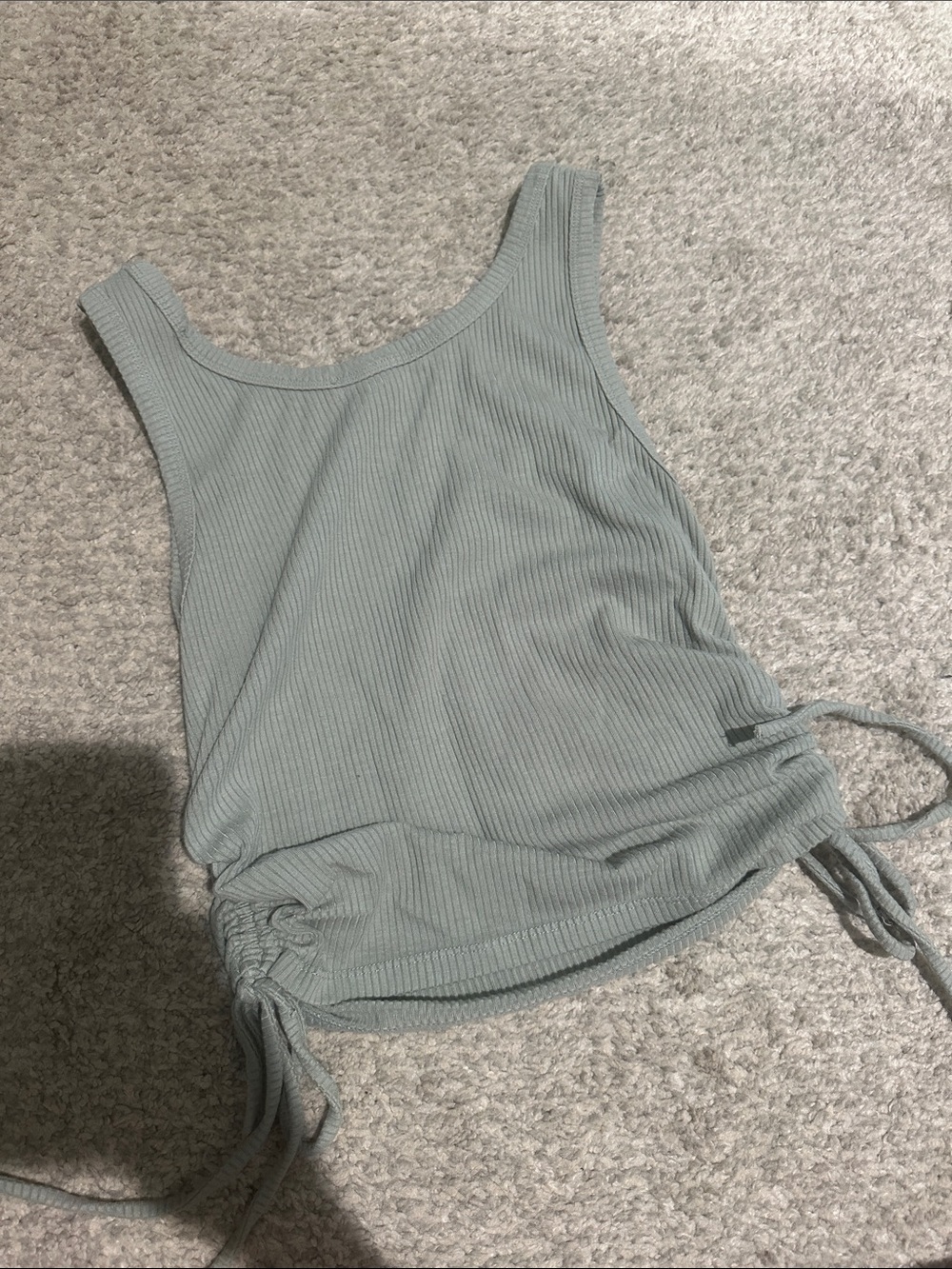 Women's Sage Ribbed Drawstring Tank Top - Picture 2 of 2